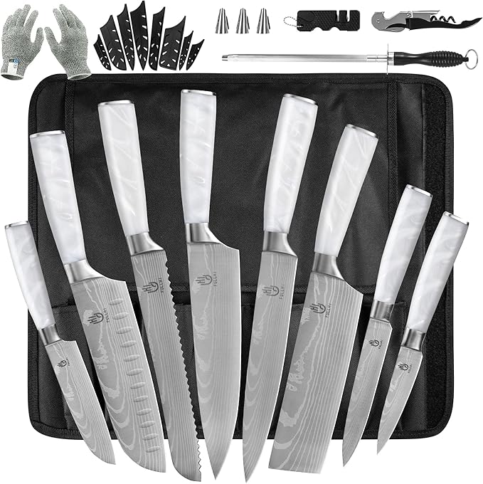 FULLHI Knife Set, 14pcs Japanese Knives Set, Multiple Colour Premium German Stainless Steel Chef Knife Set