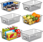6 Pack Wire Baskets for Pantry Organization and Storage, Kitchen Organizer, 2 XXLarge & 2 XLarge & 2 Large