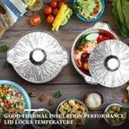 Ziliny 12 Pcs Disposable Aluminum Pot with Lid Round Foil Pans Disposable Cookware Food Container for Vacation Trips Camping Baking Heating Cooking (121.7 oz)