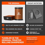 TUMBLER Pro Rolling Knife Sharpener™ - Knife Sharpening Made Easy - Ultimate Gift for Father's Day - Kit with Removable Disc System - 4-Layer Diamond Sharpening Disc & EdgeBoost Ceramic Disc (Black)