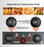 ROVSUN 24.9QT Electric Deep Fryer with Baskets, Timer Drains & Lids, 3400W Commercial Deep Fryer, Dual Tank Kitchen Countertop Frying Machine, Adjustable Temperature for Home Restaurant