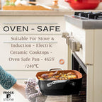 Moss & Stone 5 Pcs Black Copper Chef Cookware Non Stick Deep Frying Pan, Fry Basket, Steamer Rack, Dishwasher & Oven Safe, 5 Qt Deep Square Pan, Induction Copper Cookware Set - 9.5" x 3.5"