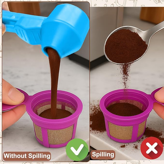 Palksky Coffee Scoop & Funnel for Reusable K Cup Refillable Coffee Pods,2 Tablespoon Coffee Measuring coffee Scooper,1PCS (Sky Blue)