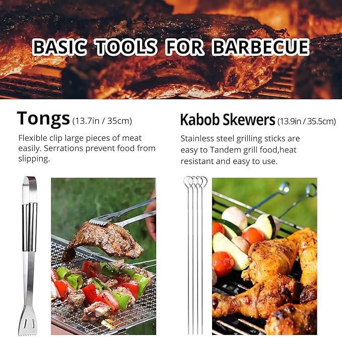 BBQ Utensil Set Stainless Steel Professional Barbecue Accessories Grill Tool with Bag Easy to Carry