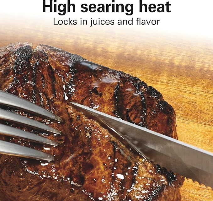 Hamilton Beach Electric Indoor Searing Grill with Adjustable Temperature Control to 450F, 118 sq. in. Surface Serves 6, PFAS-Free Removable Nonstick Grate, Stainless Steel (25360)