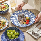 Selamica Ceramic Dinnerware Sets, 12-Pieces Plates and Bowls Sets, Scratch Resistant Dishes set for 4, Dishwasher & Microwave Safe,Vintage Blue