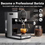 Espresso Machine with Grinder, 20 Bar Professional Expresso Coffee Machines with Milk Frother Steam Wand, Espresso Maker with 60oz Removable Water Tank, Cappuccino & Latte Machine for Home (Black)