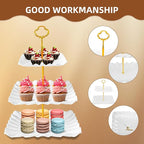 10 Pack Dessert Table Display Set - 4 x Three-Tier Square Cupcake Stands and 6 x Serving Trays, Elegant Tableware for Cakes, Cupcakes, Pastries, and Snacks, Perfect for Parties (Pink)