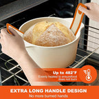 PLAPITATE Silicone Bread Sling Dutch Oven Liner, Non-Stick & Easy Clean Reusable Oval and Round Silicone Bread Baking Mat with Long Handles, Easy to Transfer Sourdough Bread - 2 Orange Set