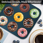 Large Silicone Donut Pan for Baking, 9 Cavity Non-Stick Food Grade Silicone Donut Molds, Doughnut Pan and Bagel Pans for Baking & Kitchen, BPA Free 11.2 x 11.1 Inches, Dishwasher Safe - Blue