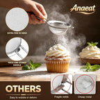 Anaeat Fine Mesh Strainers - Premium Stainless Steel Colander Sieve Sifters, with Durable Mesh and Sturdy Handle, Excellent for Sifting Dry ingredients, Flour, Pastas, Rice, Tea (6.3"）