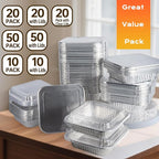 8x8 Aluminum Pans with Lids - 10 Pack Disposable Baking Pans, Tin Foil Pans with Lids for Holiday Cooking, Christmas, Parties Meal Prep, Storage, Heating and Baking