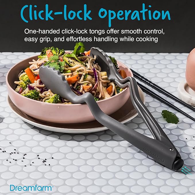 Dreamfarm Everyday Kitchen Essentials (Red) - Clongs Lite Click‑Lock Tongs, Supoon & Mini Supoon Scraper Spoons, Chopula & Mini Chopula Spatulas – Heat‑Resistant Nylon/Silicone for Cooking & Baking