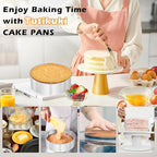 8 Inch Cake Pan - 3PCS Stainless Steel Round Layer Cake Baking Pans with 100 PCS Parchment Paper, Round Bakeware for Party Birthday Wedding, Mirror Finish & Dishwasher Safe