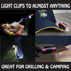 BBQ Croc 3 in 1 Barbecue Tool 18-inch - Extra Light and Long Tongs, Spatula and Grill Scraper (Blue) (18 inch with Flashlight)