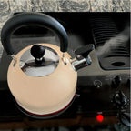 Lily's Home 2 Quart Stainless Steel Whistling Tea Kettle, the Perfect Stovetop Tea and Water Boilers for Your Home, Dorm, Condo or Apartment. (Pastel Cream)