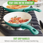 GreenLife Non Stick Fry Pan Set (7" & 10"), Non-Toxic PFAS-Free Ceramic Skillets, Dishwasher & Oven Safe, Egg Omelet Frying Pans, Stay- Cool Handles, Kitchen Home Cooking Essentials, Turquoise
