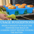 Sidosir 2Pcs Popover Pan for Baking - Professional Extra Deep Silicone Popover Molds, Non-Stick, Easy to Clean, Grade Materials