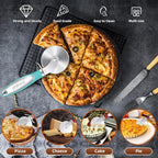 SCHVUBENR Premium Pizza Cutter Wheel - Ultra Sharp Stainless Steel Pizza Slicer with Non-Slip Soft Grip Handle - Multi-Purpose Cutter for Pizza, Dough & Pastry - Dishwasher Safe, Easy to Clean - Blue