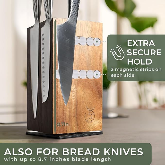 WALDWERK Magnetic Knife Holder Made of Acacia Wood - 360 degree rotatable Knife Block Without Knives - Knife Block - Knife Holder