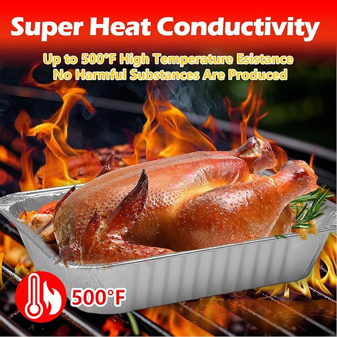 9x13 Aluminum Foil Pans, 20 Pack Disposable Trays Half Size Heavy Duty Tin Pans Deep Food Containers For Cooking, Meal Prep, Baking, Roasting, Chafing, Heating or Steam Table