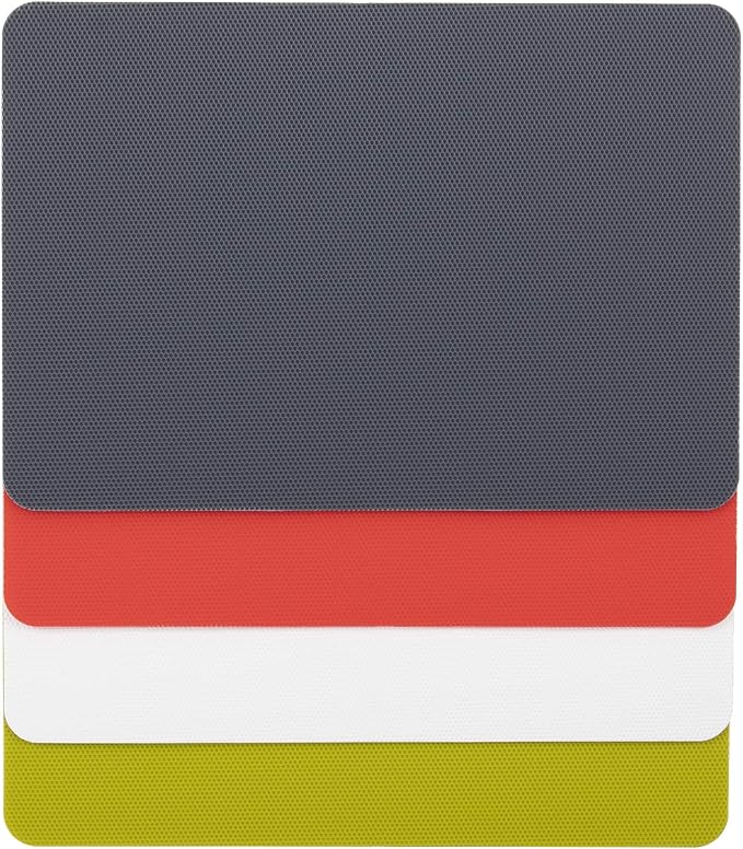Dexas Heavy Duty Cutting Board Grippmat, Flexible Cutting Boards for Kitchen, Set of 4, Non Slip Plastic Board Cutting Mat 5.5 by 8 Inches Gray, Red, White and Green Set, Kitchen Gadgets