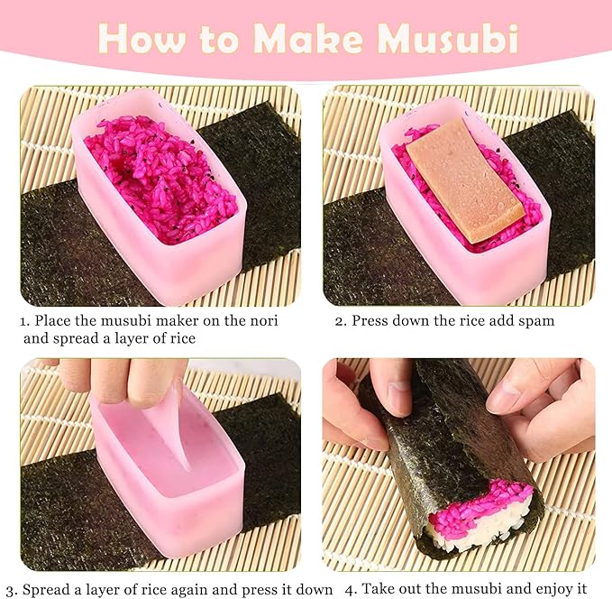 10 Pcs Onigiri Mold Set, Rice Mold Musubi Maker Mold Kit, Non Stick Musubi Maker Press Rice Ball Mold Shaker Donut Shaper Sushi Maker Tool for Kids Bento Lunch and Home DIY