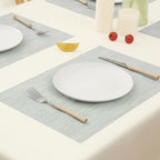 Leetaltree Mint Cream Placemats Set of 6 - Heat Resistant Non-Slip Place mats for Dining Table, Washable Durable PVC Vinyl Woven Table Mats（Mint Cream, 6）