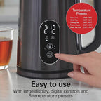 Hamilton Beach Digital Temperature Control Electric Tea Kettle, Hot Water Boiler & Heater 1.7L, 5 Preset Modes + Keep Warm, Fast Boil 1500 Watts, BPA Free, Double Wall Construction, Black (40851)