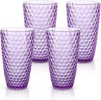 BELLAFORTE Shatterproof Tritan Plastic Tall Tumbler, 19oz Drinking Glasses Set of 4 - Laguna Beach Unbreakable Outdoor Drinkware for Party, Poolside, Indoor Use - Dishwasher Safe, BPA Free - Purple