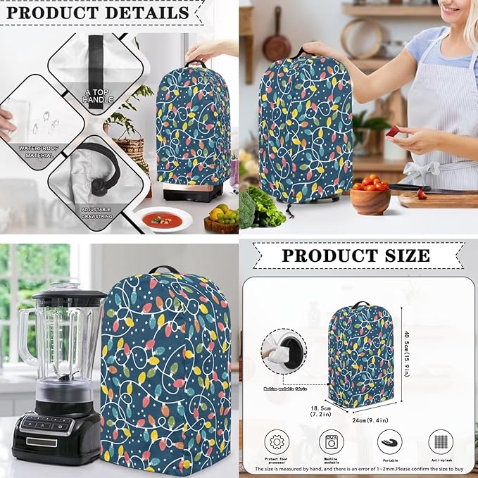 String Lights Blender Slow Cooker and Toaster Cover 4 Slice Machine Washable Kitchen Christmas Decor for Stand Mixer, Coffee Maker & Microwave Anti Dust 3PCS