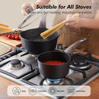 SENSARTE Nonstick Sauce Pan with Lid, 2.0 Quart Small Saucepan, Multipurpose Cooking Pot with Stay Cool Handle, Non toxic Kitchen Sauce Pot, Non stick Small Pot, Induction Comptable, PFOA Free