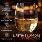 Bravario Unbreakable Stemless Plastic Wine Glasses | Reusable | Shatterproof 100% Tritan Plastic | Dishwasher-Safe | BPA-free | Awesome for Indoor & Outdoor | 16 oz, Set of 12