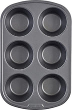 GoodCook Everyday Nonstick Steel Jumbo Texas Muffin Pan, 6-cup, Gray