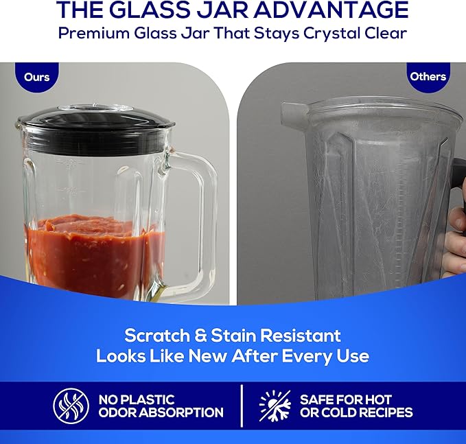 Universal 550W Mass Vital Blender - Glass Jar 57 Oz/1.8 Quart/1.7 Liter - 7-cup, 2 Speed + Pulse Function and 4 Stainless Steel Blade with Chrome Steel Technology