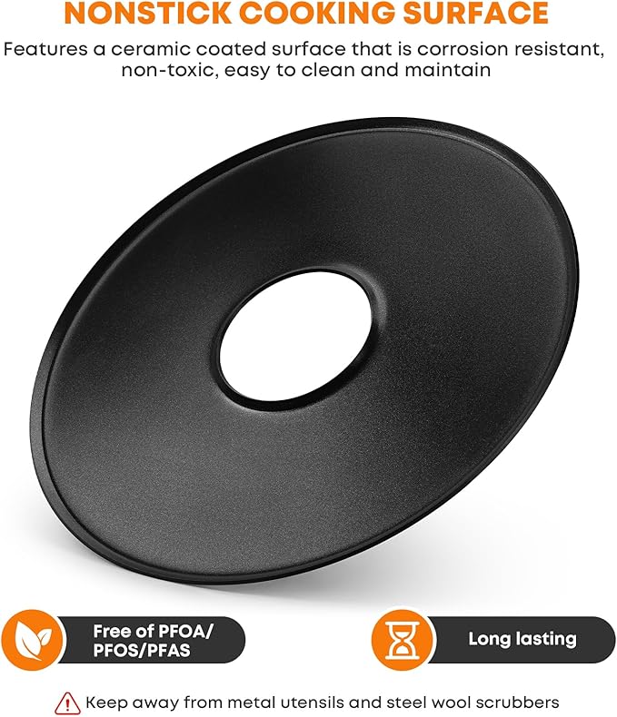 Stanbroil Round Griddle Insert for Weber 22" Kettle Charcoal Grill, Nonstick Coating Flat Top Griddle Plate, 22 Inch Kettle Grill Accesories, Black