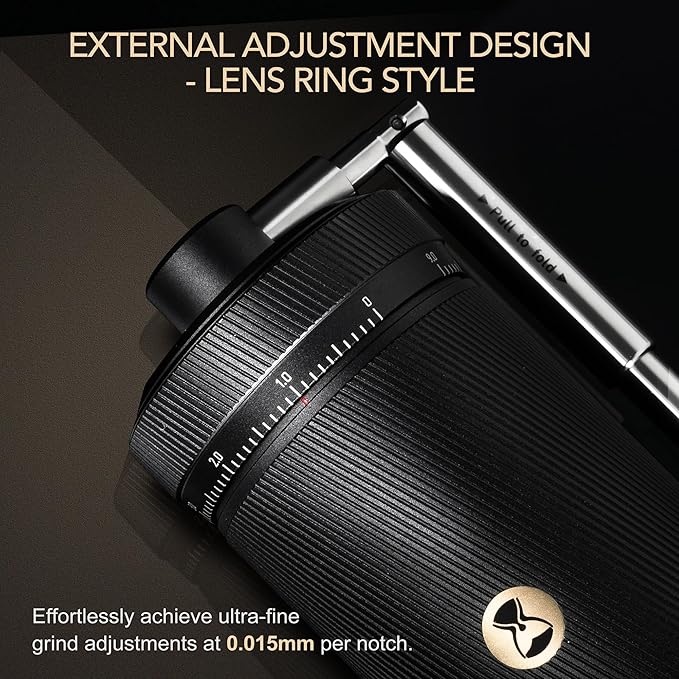Timemore S3 Manual Coffee Grinder - External Adjustment with Stainless Steel Patented Burr | Hand Coffee Grinder Hign Presicion | Premium Timemore Grinder Chestnut S3, Black