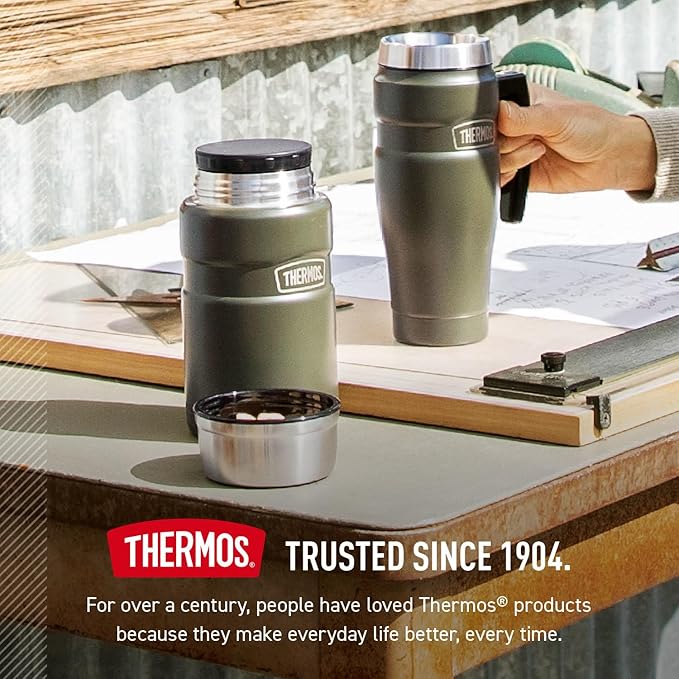 THERMOS Stainless King Vacuum-Insulated Food Jar, 24 Ounce, Rustic Red