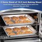 P&P CHEF 12.5 Inch Baking Cookie Sheet, Oven Pan Tray Stainless Steel Sheet Pan for Kitchen, Oven Bakeware for Multi Uses, Shiny Look & Dishwasher Safe, Healthy & Heavy Duty, 2Pcs