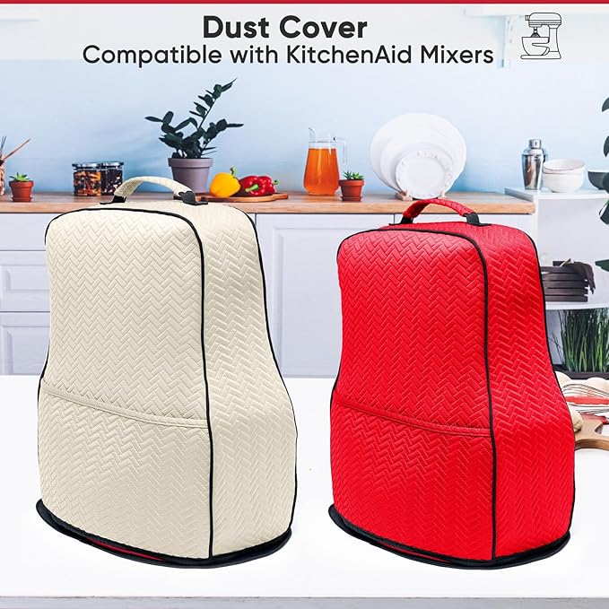 BAGSPRITE Stretchy Stand Mixer Cover with Appliance Slider- Washable Appliance Cover Compatible with Kitchenaid Mixer5/4.5 Quart - Dust Cover with Pockets for Kitchen Aid Accessories and Attachments