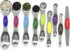 Magnetic Measuring Spoons Set Stainless Steel with Leveler, 9pcs Multicolors Measuring Cups Set for Baking, Measuring Cups and Spoon Set Kitchen Gadgets Apartment Essentials Fits in Spice Jars