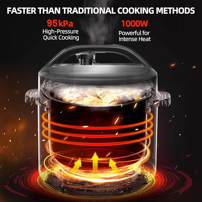 8qt stainless steel Pressure Cooker | 24-hour Presetting electric rice cooker, 14 in 1 slow cooker with temperature control | LED Multifunction Steamer, Food Warmer with nonstick pot