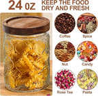 24 OZ Vintage Glass Jar with Lid, Airtight Food Storage Canisters with Bamboo for Kitchen Counter Pantry, Ideal for Coffee, Candy, Tea, Oats, Sugar, Cookies Decorative Jars-Sunflower