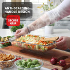 EATEX 16-Piece Deep Glass Casserole Dishes for Oven with Plastic Lids, Glass Baking Dishes for Oven, Rectangular Bakeware for Lasagna, Cooking, Leftovers, Kitchen, Freezer to Oven Dishwasher Safe