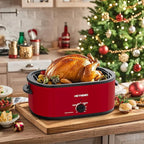 26QT Electric Roaster Oven, Electric Turkey Roaster with Viewing & Self-basting Lid, Stainless Steel Turkey Roaster Oven, RED