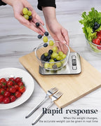 Food Scale, 11lb Digital Kitchen Scale with 6 Units LCD Display and Tare Function,Compact Design for Baking,Healthy Cooking,Meal Prep, 304 Stainless Steel