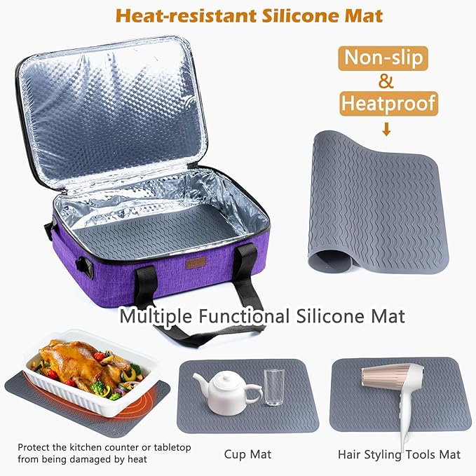 BAGSPRITE Expandable Insulated Casserole Carrier for Hot or Cold Food, Casserole Dish Carrying Case,Thermal Lasanga Lugger Tote for Pockluck, Parties, Picnic, Fits 9" x 13" Baking Dish,