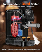 Tuni E2 58mm Espresso Machine - Dual Boiler (Immediate Milk Frothing) | PID NTC Temp Control | 20 Bar ULKA Pump | Stainless Steel Semi-Automatic Coffee Maker | Gift for Coffee Lovers