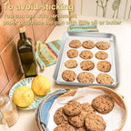 P&P CHEF 16 Inch Baking Cookie Sheet, Oven Pan Tray Stainless Steel Sheet Pan for Kitchen, Oven Bakeware for Multi Uses, Shiny Look & Dishwasher Safe, Healthy & Heavy Duty, 3Pcs