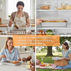 E-far Small Baking Pan with Lid, 9.4”x 7” x 2” Stainless Steel Rectangle Sheet Cake Pans for Toaster Oven, Metal Covered Bakeware for Cakes Brownies Casseroles, Non-toxic & Dishwasher Safe - Set of 2